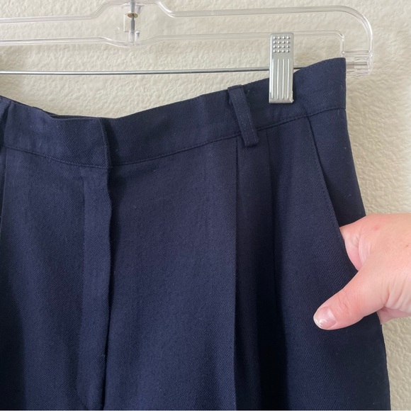 Vintage Doncaster Wool Trousers/Slacks Navy Blue High Waisted Pleated Size 10 - Picture 4 of 13